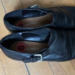 Nine West Black Leather monk strap shoes